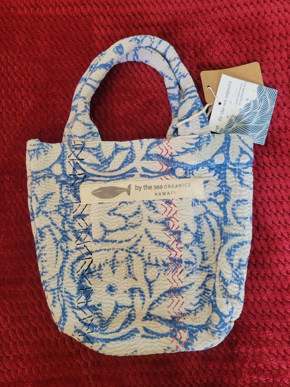 By The Sea Organics Blue & Cream Quilted Tote Bag